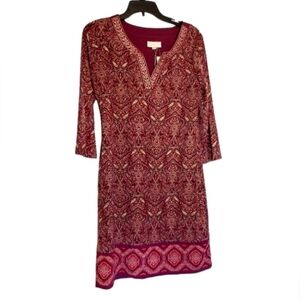 Magnolia Grace Women's Dress Sz S Zuri Embroidered Knit Burgundy Paisley Soft